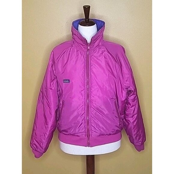 Vintage Columbia Reversible Purple Pink Ski Jacket Womens Size Medium Or Large - Picture 1 of 10